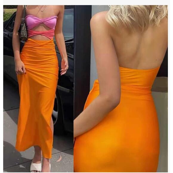 Strapless Twist Cut Out Bodycon Dress- Size Large - Picture 4 of 5